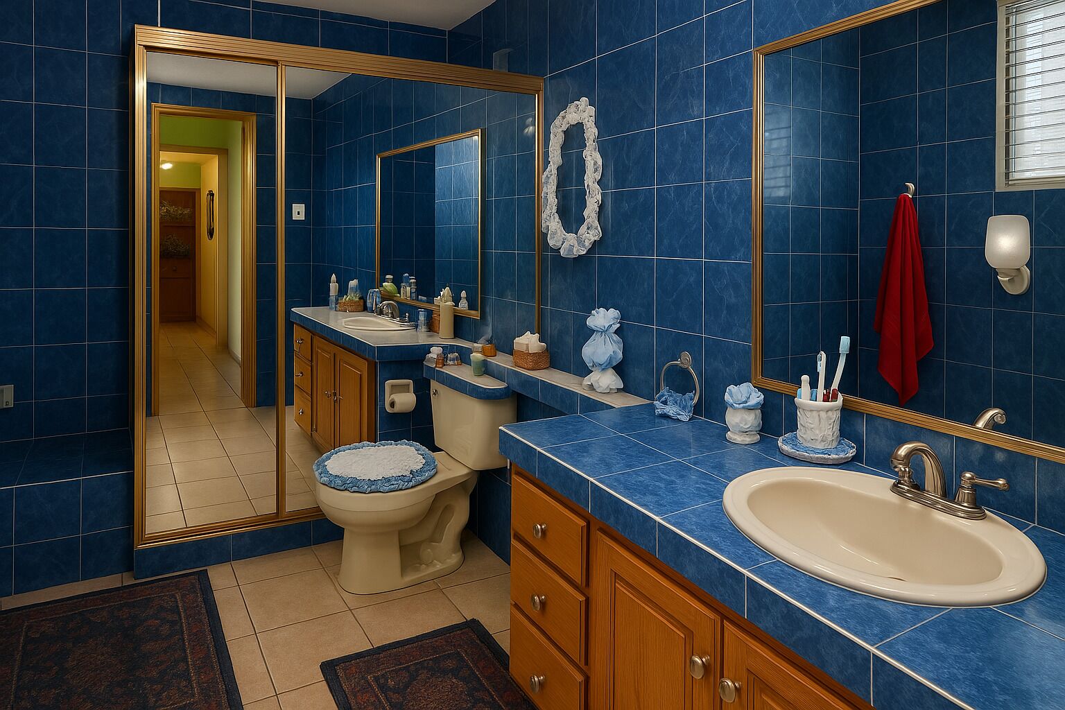 Shower, jetted bath, hair dryer, towels