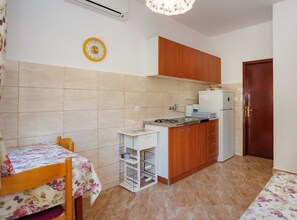 Fridge, stovetop - Beachfront Cozy Krk Apartment with Balcony - One Bedroom Apartment with Balcony (Krk)