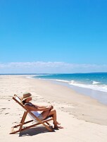 On the beach, free beach cabanas, sun loungers, beach umbrellas