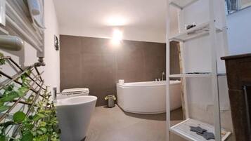 Dusche, Haartrockner, Bidet, Handtücher