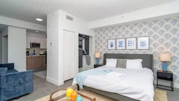 1 bedroom, iron/ironing board, travel crib, WiFi (free)
