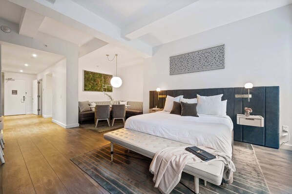 1 bedroom, desk, iron/ironing board, travel cot