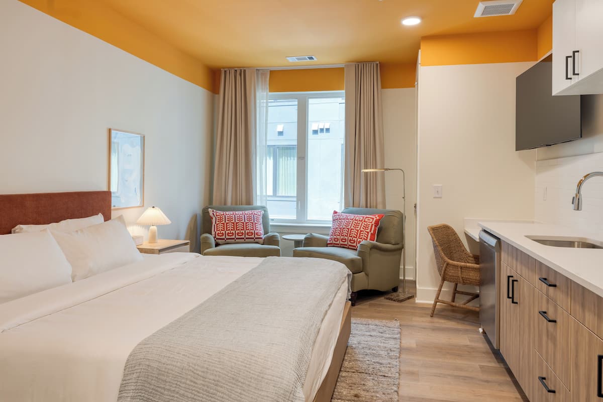 Estudio, 1 cama de matrimonio (1 Bedroom) | 2 dormitorios y ropa de cama de alta calidad