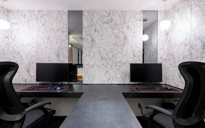 Desk, laptop workspace, free WiFi, bed sheets