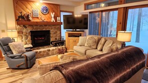 Smart TV, fireplace, video games