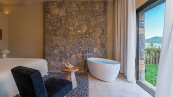 Hair dryer, slippers, towels, soap