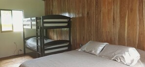 1 bedroom, desk, iron/ironing board, travel cot