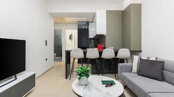 Apartment, Balcony, City View | Living area | Smart TV, Netflix, streaming services