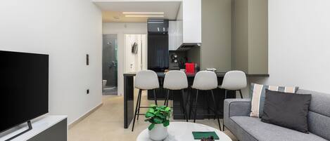 Apartment, Balcony, City View | Living area | Smart TV, Netflix, streaming services