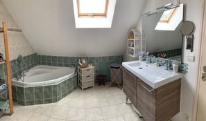 Secador de pelo, toallas y papel higiénico