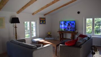 Una Smart TV, una chimenea