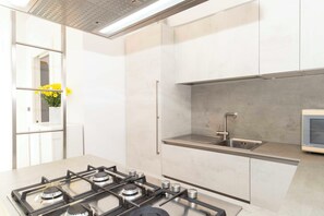 Comfort Apartment | Private kitchen | Full-size fridge, microwave, oven, stovetop - Moretta Apartments by Wonderful Italy (Turin)