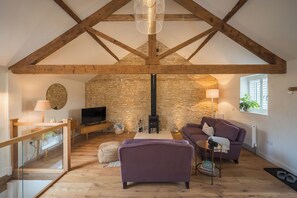 Smart TV, fireplace, DVD player