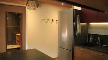 Apartemen | Dapur pribadi | Lemari es, microwave, oven, dan mesin pencuci piring