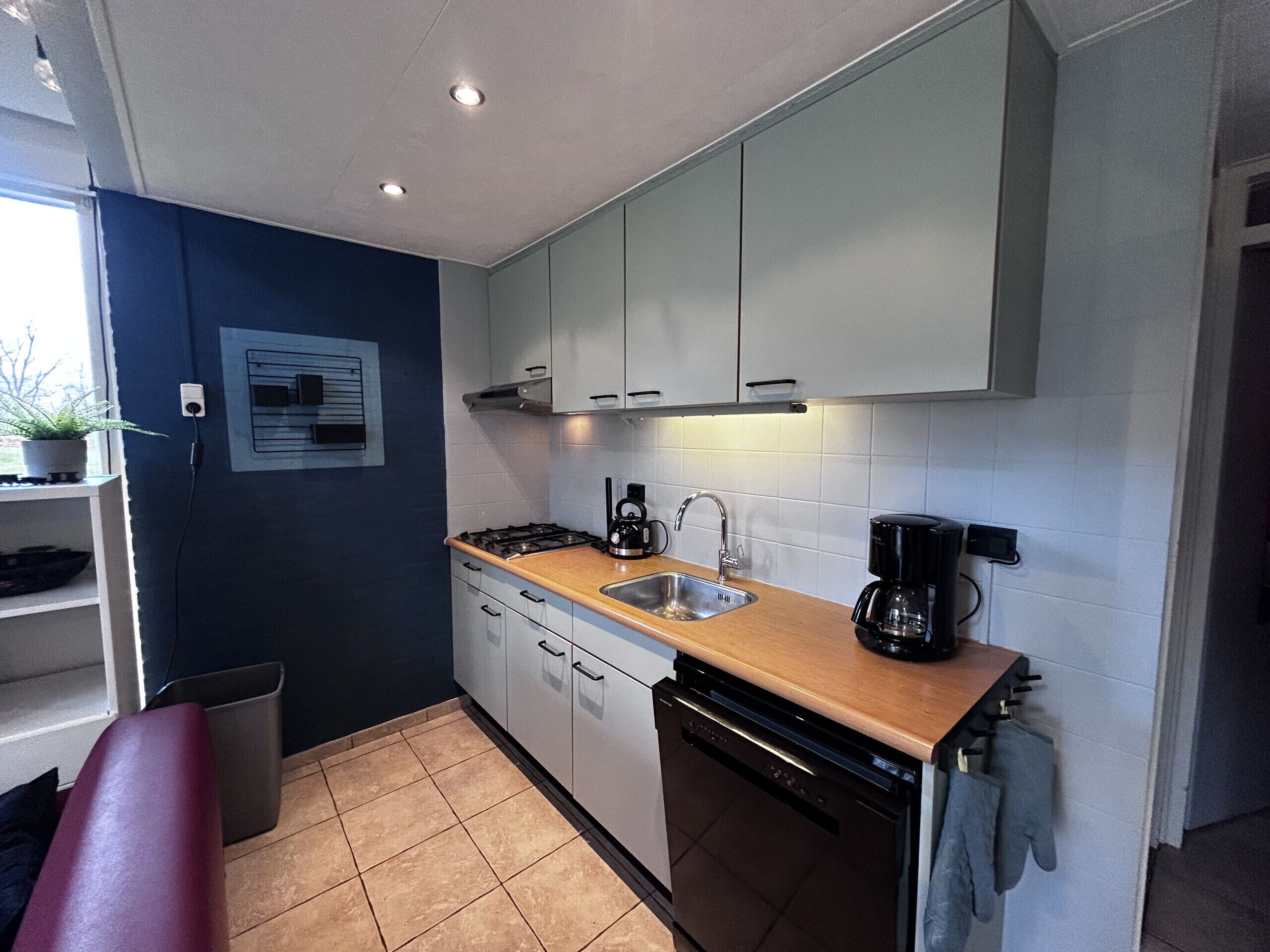 Fridge, microwave, coffee/tea maker, electric kettle