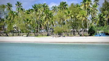On the beach, white sand