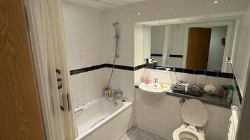 Apartment | Bathroom | Separate tub and shower, deep soaking tub, hair dryer, towels