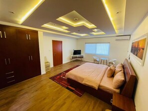 Deluxe Apartment, Balcony, City View | 2 bedrooms, in-room safe, desk, laptop workspace - May Shorlet Suites  (Abuja)