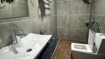 Premium Double Room, Balcony, Mountain View | Bathroom | Shower, free toiletries, slippers, towels
