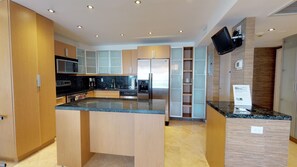 Fridge, microwave, oven, dishwasher