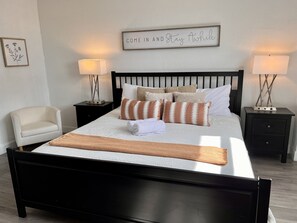 1 bedroom, desk, iron/ironing board, travel cot