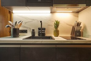 Fridge, microwave, stovetop, dishwasher