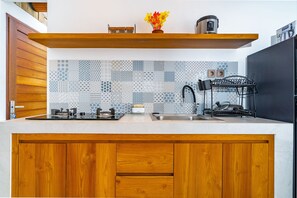 Family Villa, 2 Bedrooms, Pool View | Private kitchenette | Stovetop, electric kettle, blender, cookware/dishes/utensils - Made Ubud Villa (Ubud)