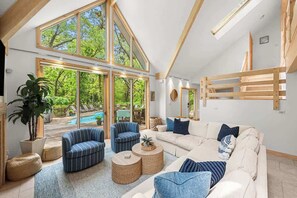 TV, fireplace, foosball - Walk to Beach Retreat w/ Pool, Hot Tub, Fire Pit (Michiana)