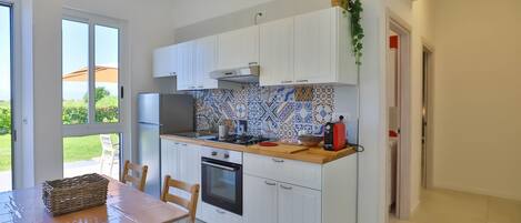 Fridge, microwave, oven