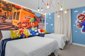 4 habitaciones, tabla de planchar con plancha y ropa de cama 
