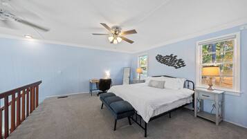 2 bedrooms, desk, iron/ironing board, travel crib