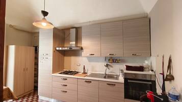Fridge, oven, stovetop, coffee/tea maker