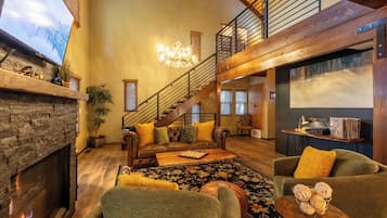 Smart TV, fireplace, video games, foosball
