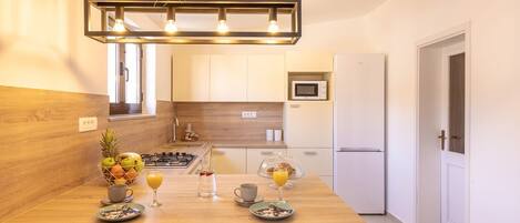 Fridge, microwave, stovetop, dishwasher