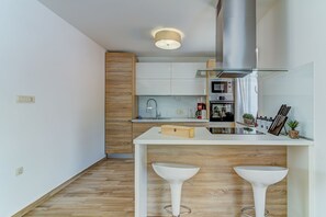 Fridge, microwave, stovetop, dishwasher