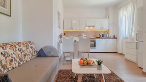 Living area - New flat with private terrace, stone barbecue, private car park, WiFi (Novigrad)