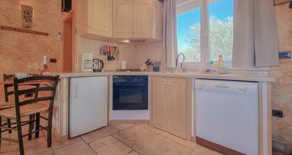 Mediterranean studio apartment with sunbathing lawn, barbecue area and dog-friendly