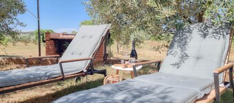 Mediterranean studio apartment with sunbathing lawn, barbecue area and dog-friendly