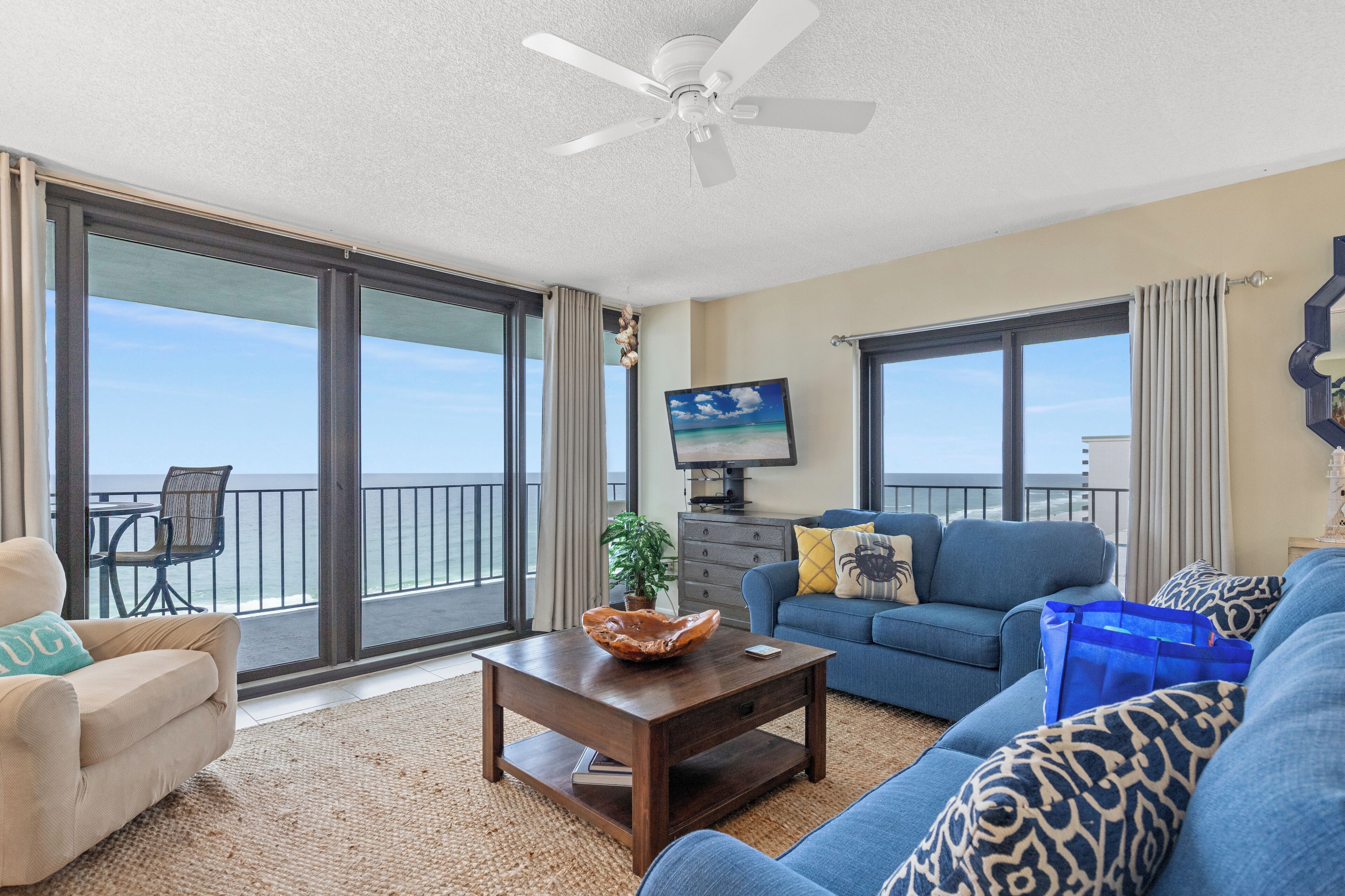 Condo, Multiple Beds, Balcony, Ocean View (Watercrest 1110 | Sunset Haven) | Living area | 35-inch flat-screen TV with digital channels