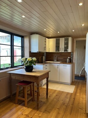 Fridge, oven, dishwasher, coffee/tea maker