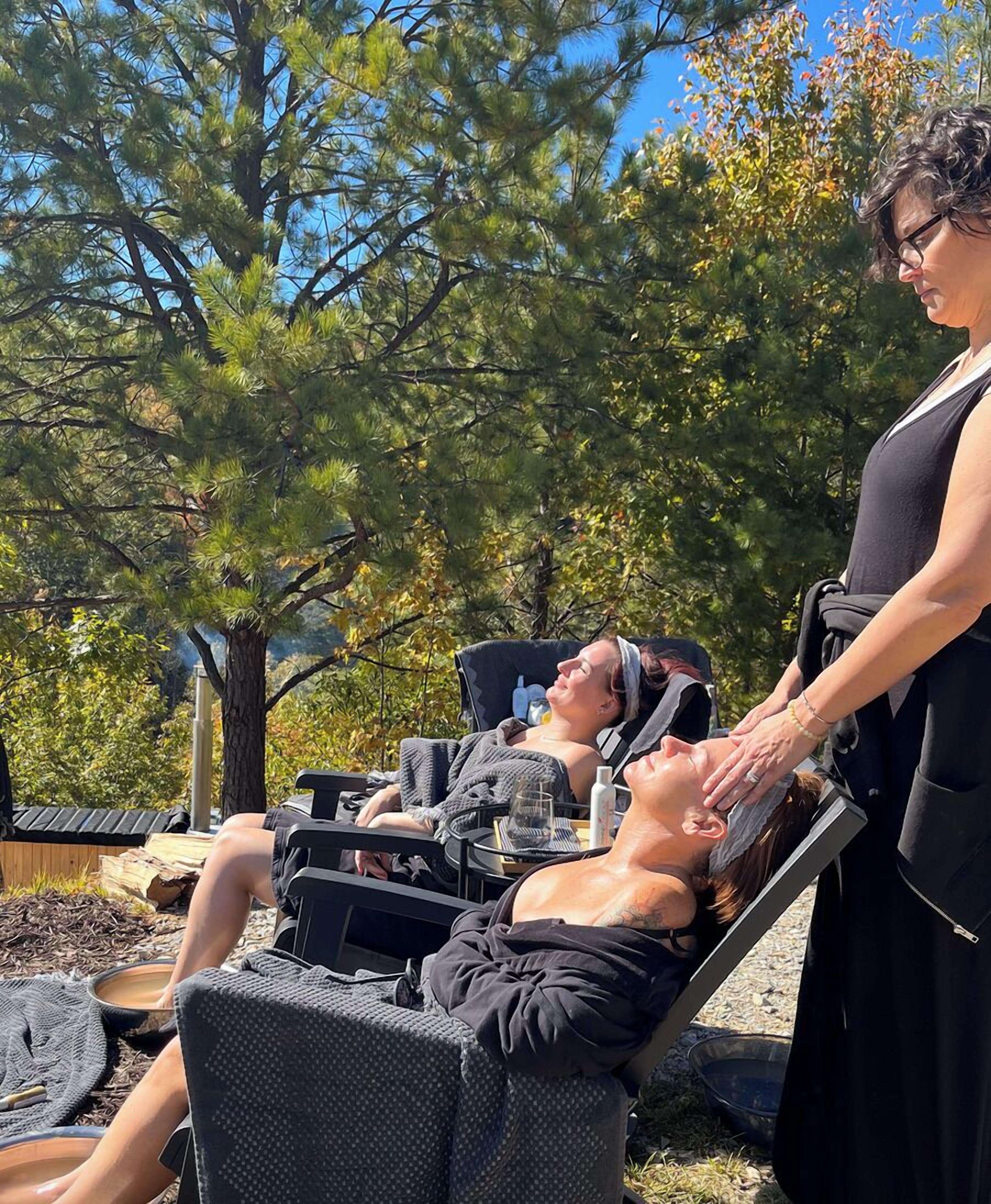 Outdoor treatment areas, body treatments, hydrotherapy, aromatherapy