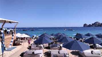 Private beach, white sand, beach cabanas, sun-loungers