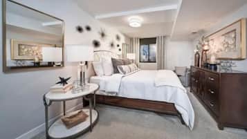 2 bedrooms, desk, laptop workspace, iron/ironing board