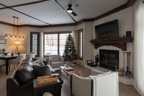 テレビ、暖炉、ステレオ