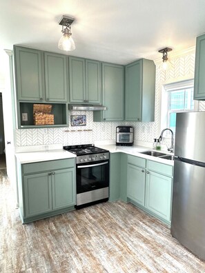 Fridge, oven, stovetop, toaster