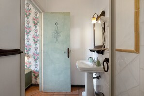 Chuveiro, secador de cabelo, toalhas de banho 