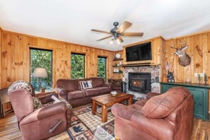 TV, fireplace, offices