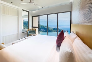 Deluxe Suite, 1 King Bed, Ocean View | In-room safe, iron/ironing board, bed sheets