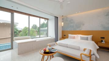 Deluxe Room, 1 King Bed, Pool Access | In-room safe, iron/ironing board, bed sheets
