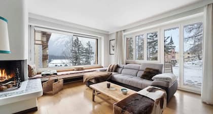 St Moritz Center 2 bedr with garden and parking